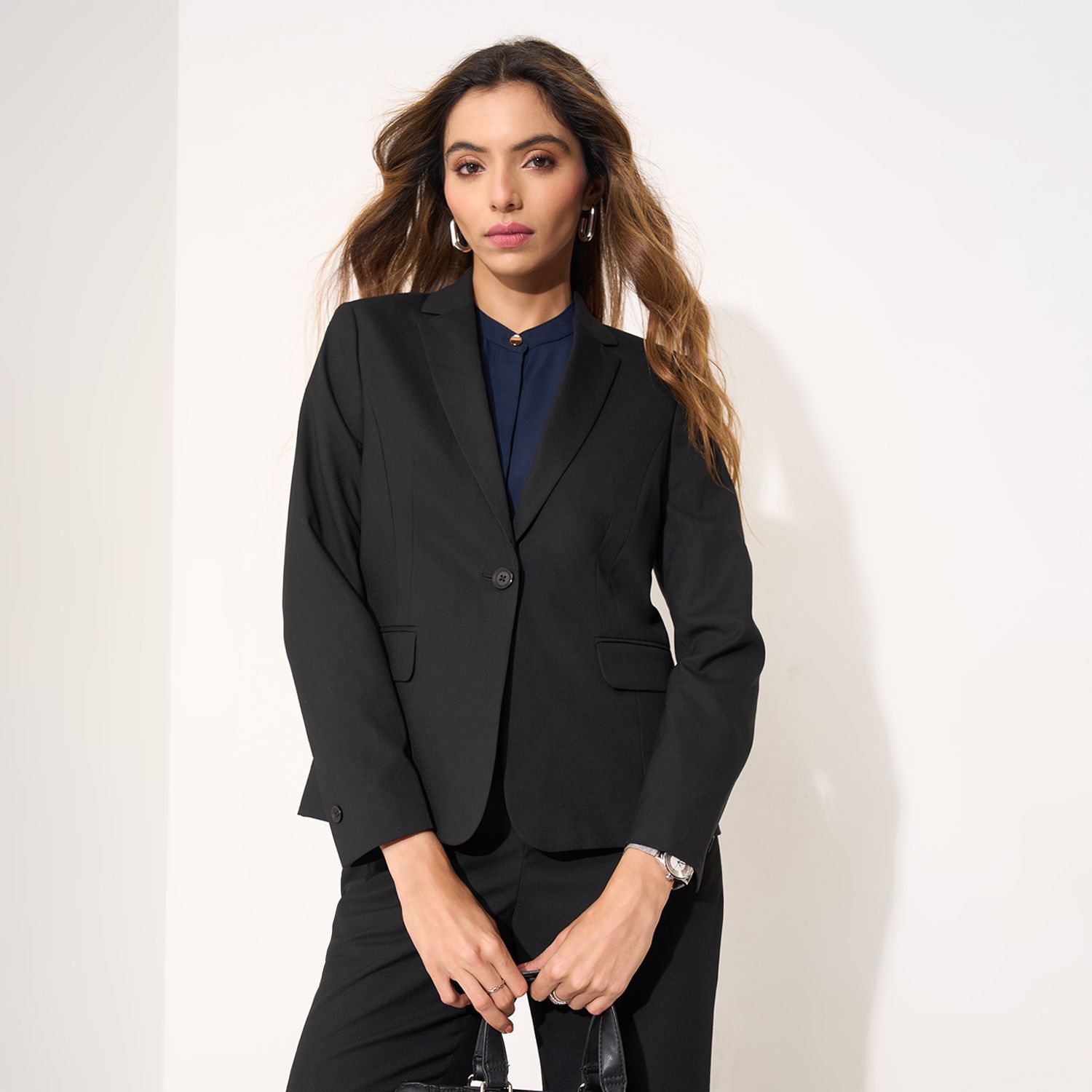 annabelle by pantaloons Women Solid Mandarin Casual Blazer-picture-12