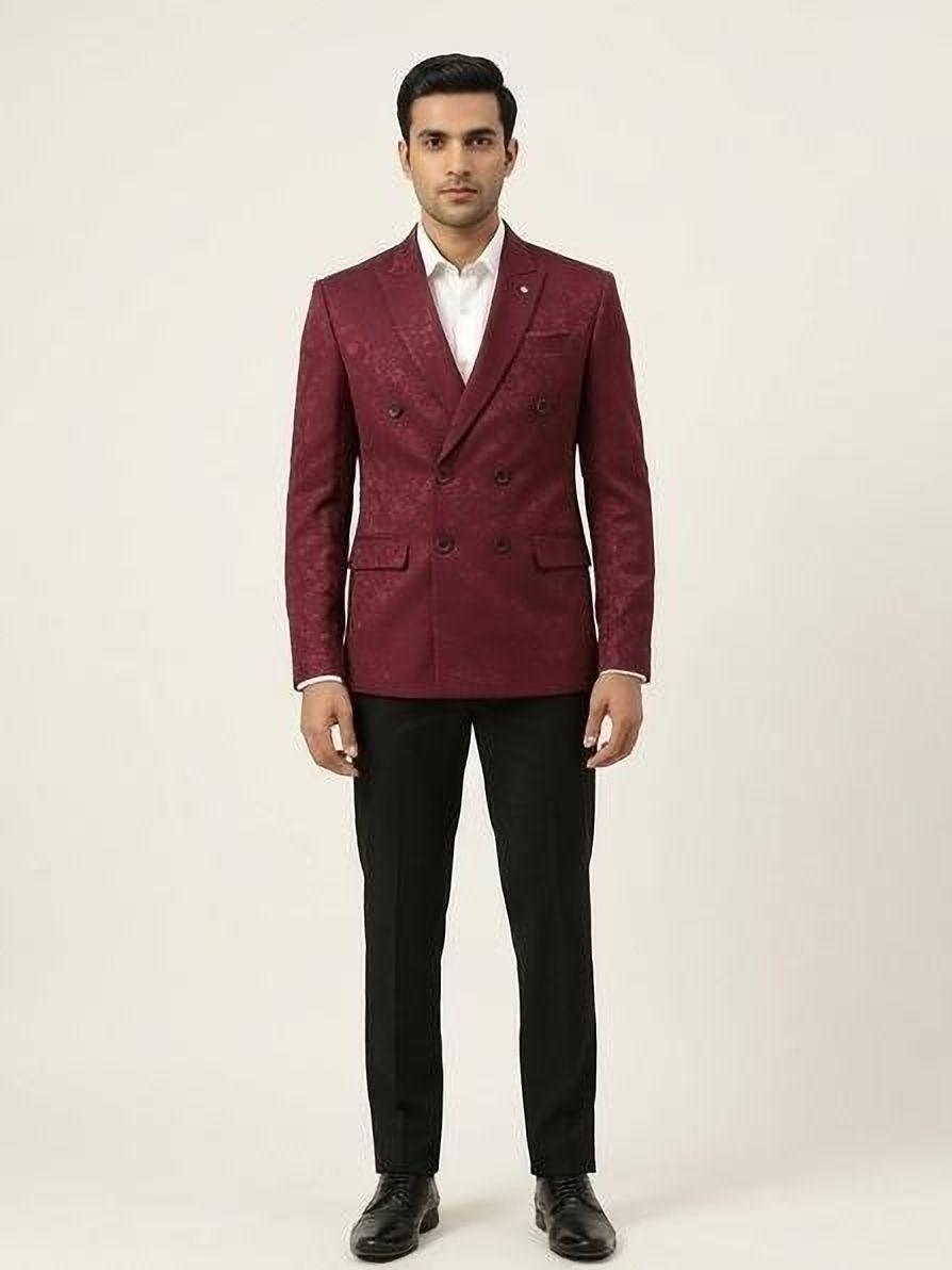 safayer Men Self Design, Woven Double Breasted Casual, Festive & Wedding, Formal, Party Blazer-picture-47