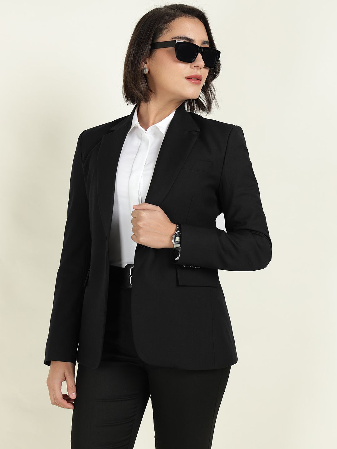 hancock Women Solid Single Breasted Formal Blazer-picture-13