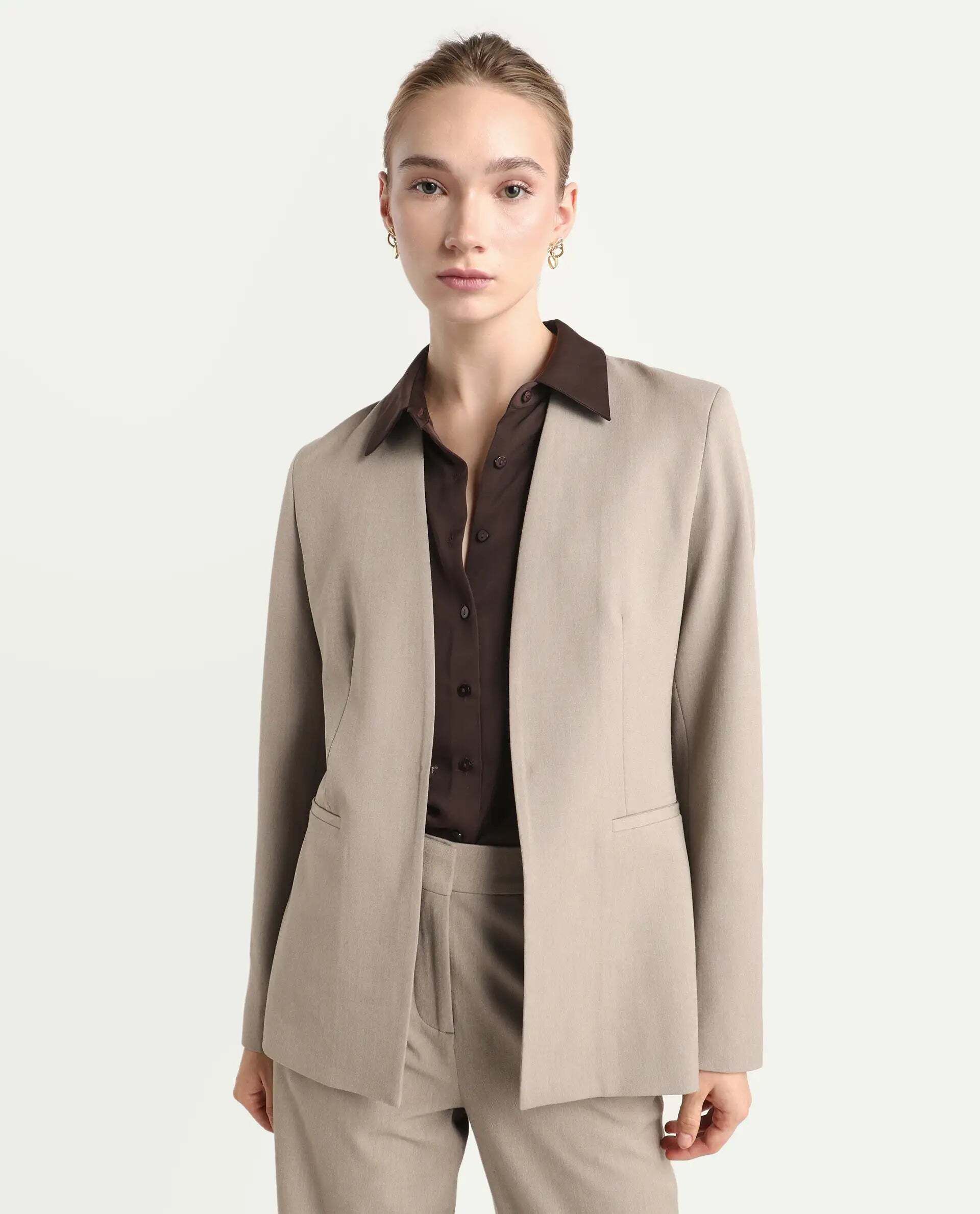 rareism Women Solid Double Breasted Casual Blazer-picture-22