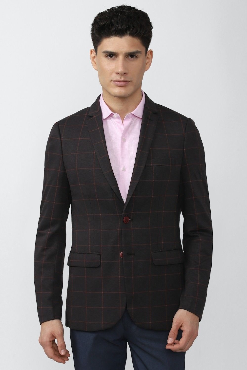 peter england Men Checkered Single Breasted Formal Blazer-picture-18