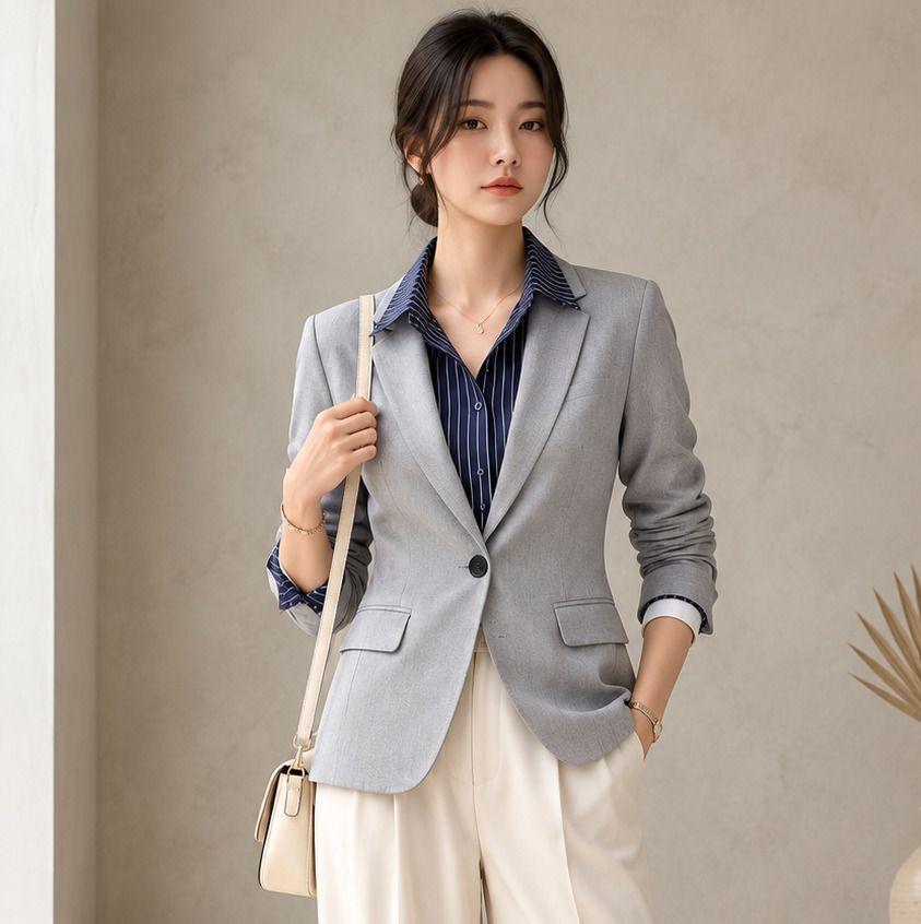 tinz Women Solid Double Breasted Formal Blazer-picture-24