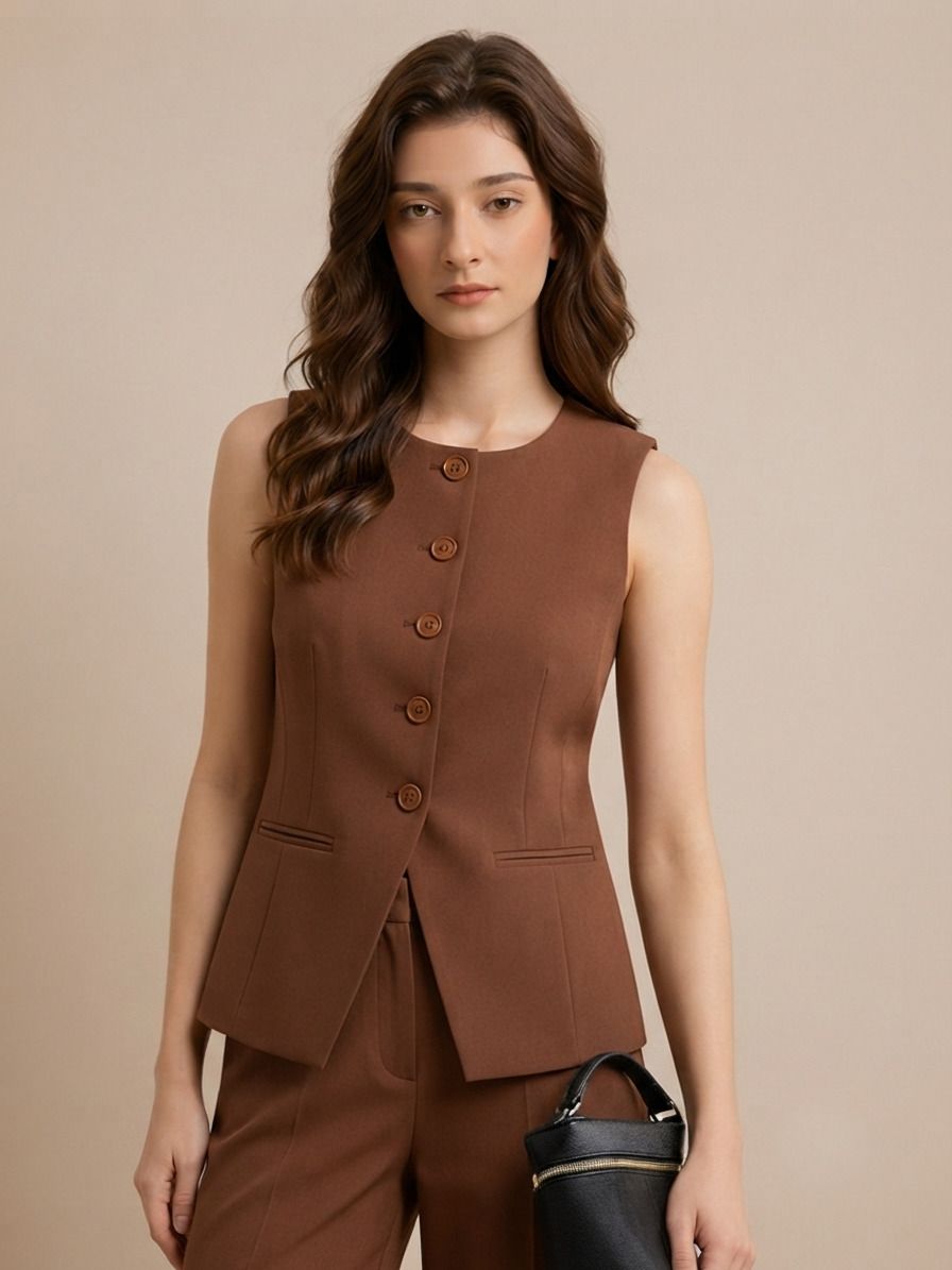 kotty Women Solid Mandarin Casual Blazer-picture-16