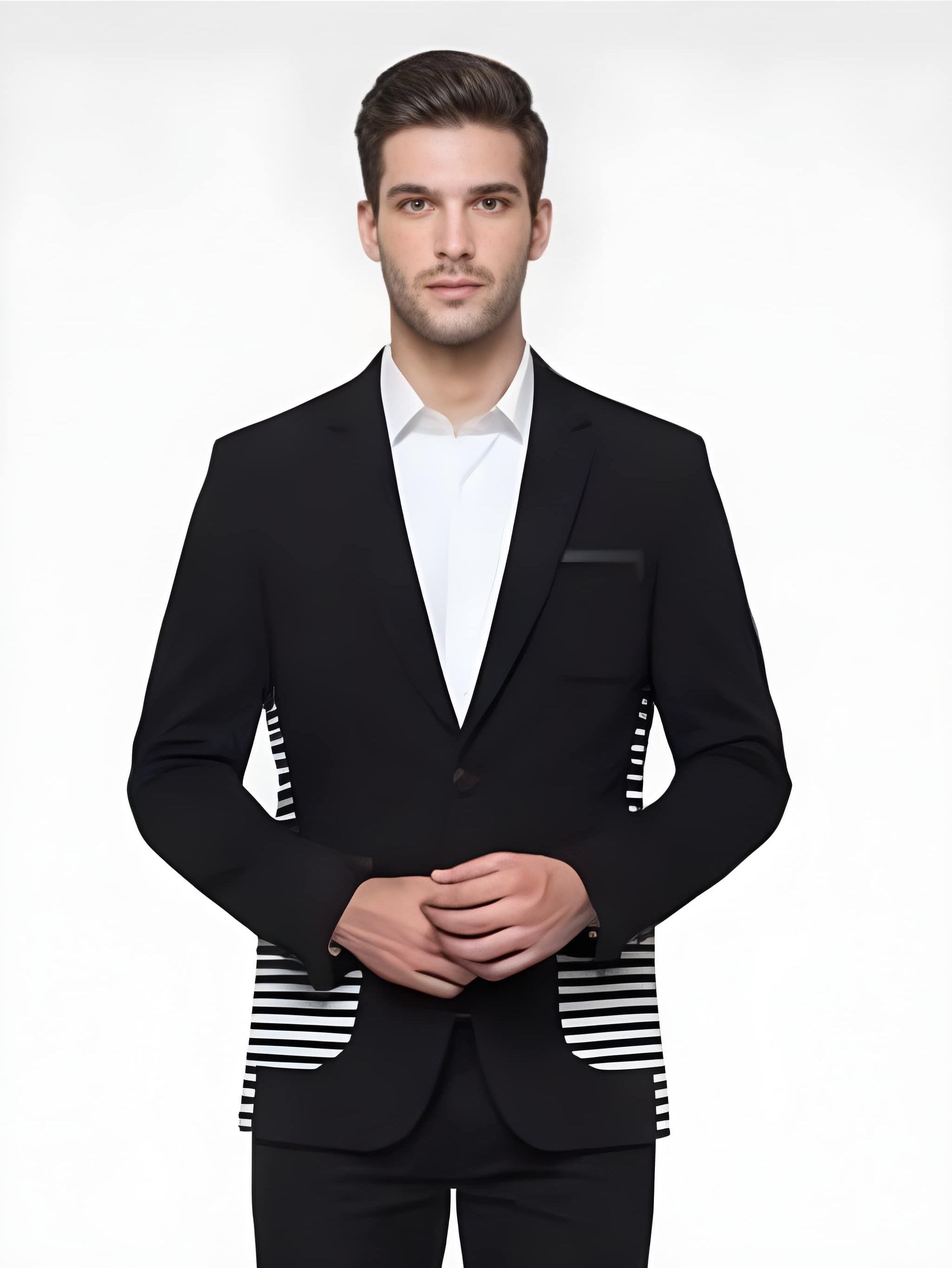 anju clothes Men Solid, Striped Single Breasted Casual, Festive Blazer-picture-30