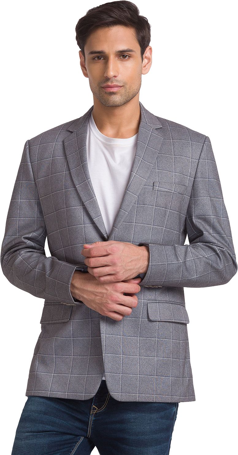 park avenue Men Checkered Single Breasted Formal Blazer-picture-12