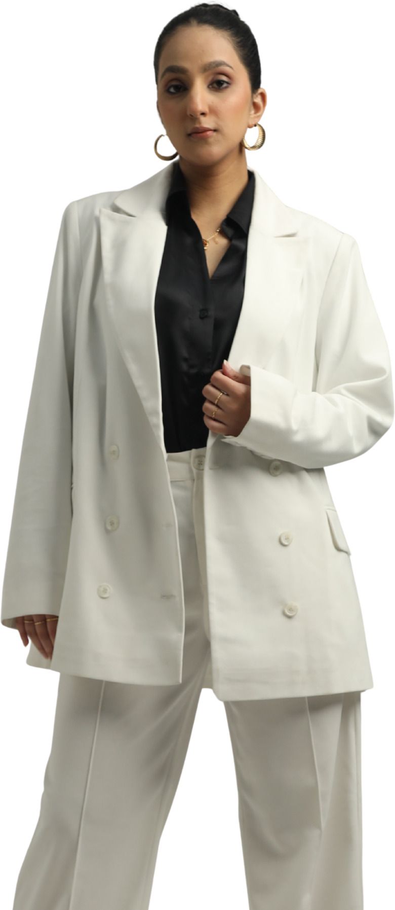 house of professionals Women Solid Double Breasted Formal Blazer-picture-30
