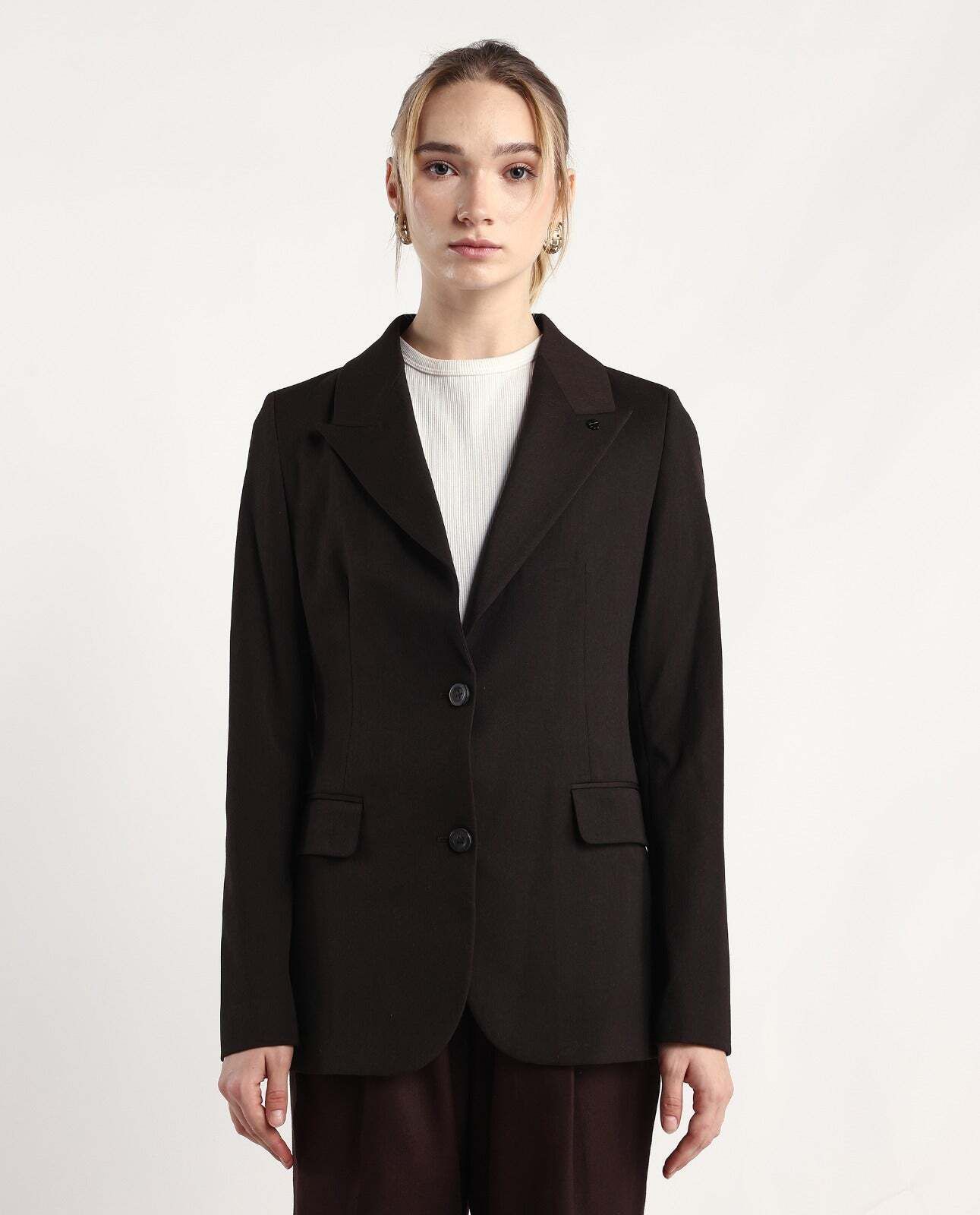 rareism Women Solid Double Breasted Casual Blazer-picture-23
