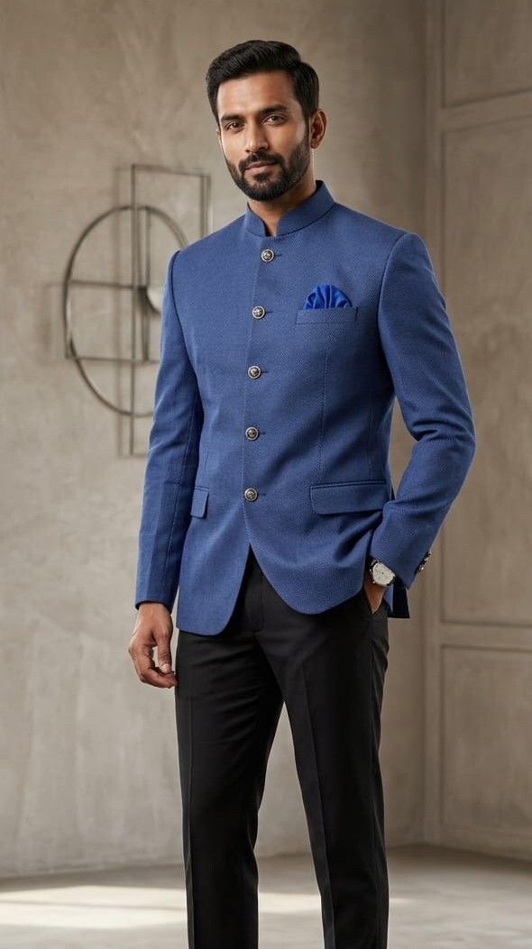 Men Solid Bandhgala Party, Festive, Formal, Wedding, Casual Blazer-image-12