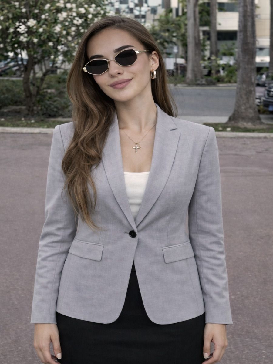 tinz Women Solid Single Breasted Casual Blazer-picture-30