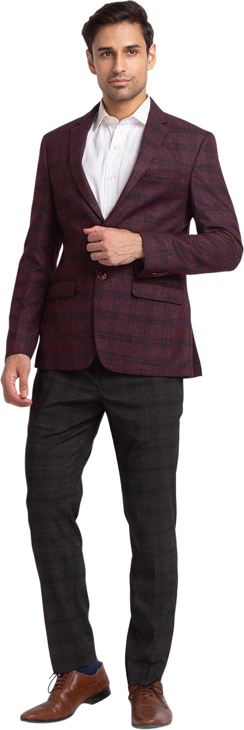 park avenue Men Checkered Bandhgala Formal Blazer-picture-29