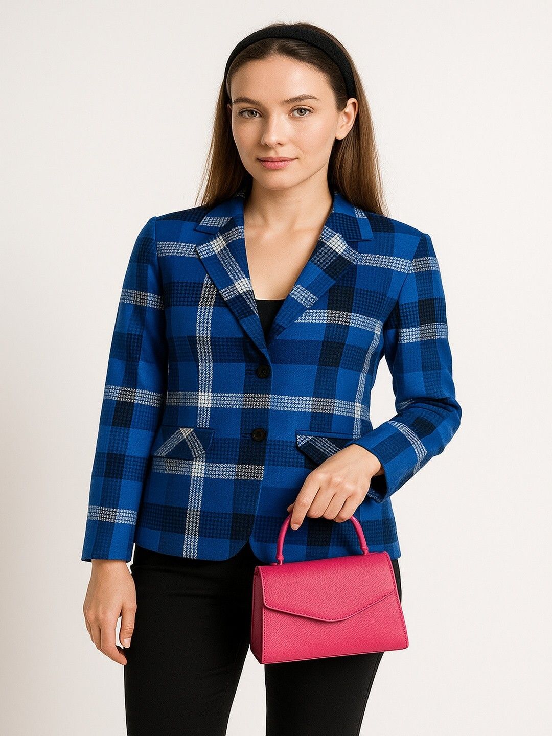 bluewears Women Checkered, Printed Single Breasted Casual, Formal, Party, Festive & Wedding Blazer-picture-13