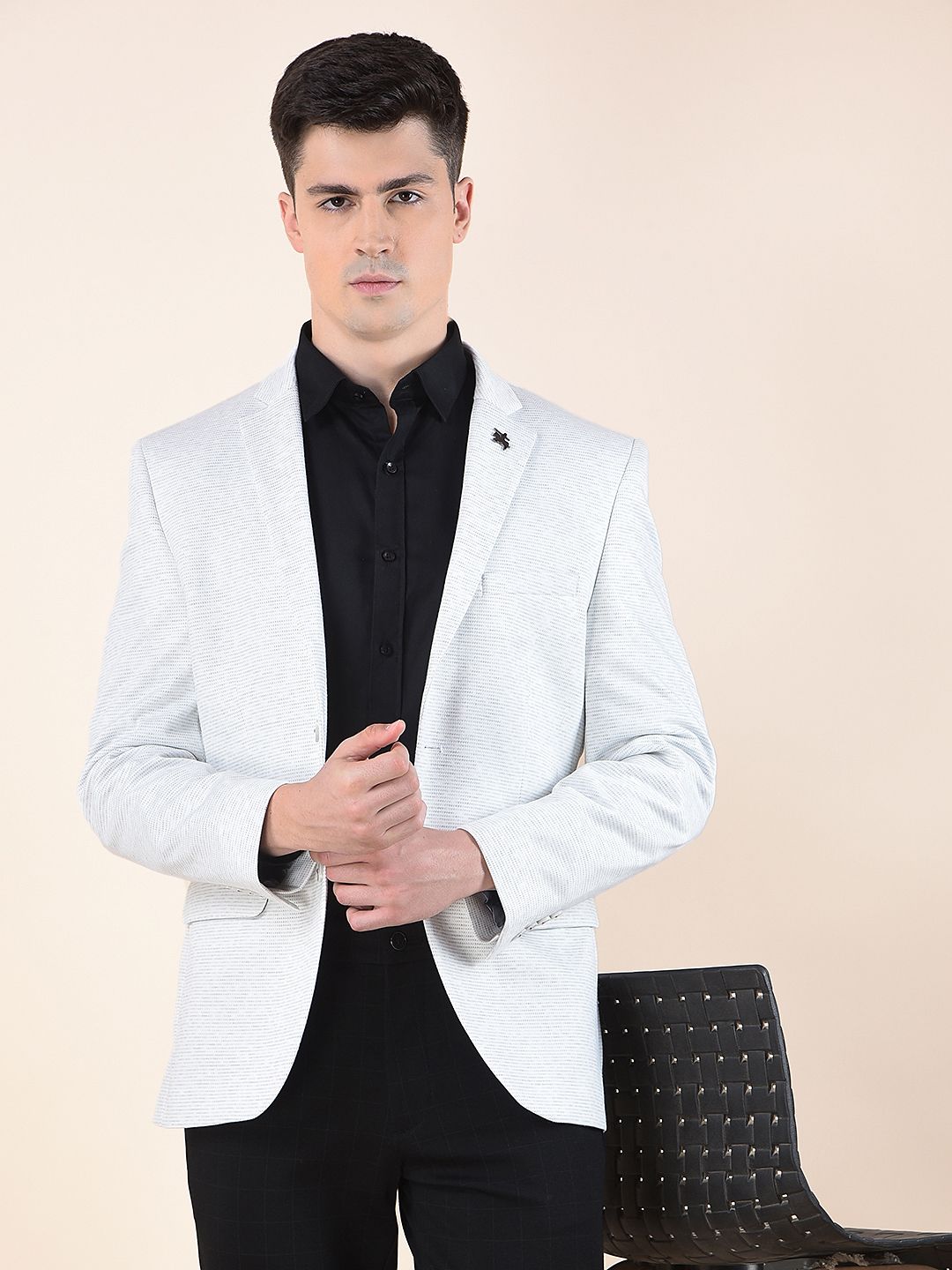 cantabil Men Self Design Single Breasted Casual Blazer-picture-29