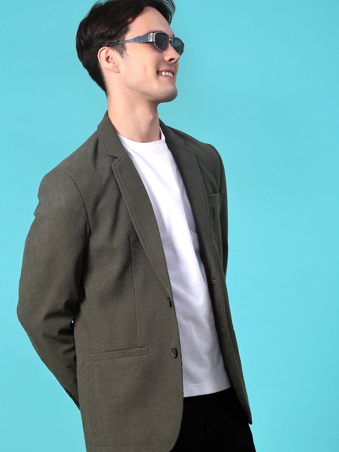 v-mart Men Solid Single Breasted Casual Blazer-picture-13