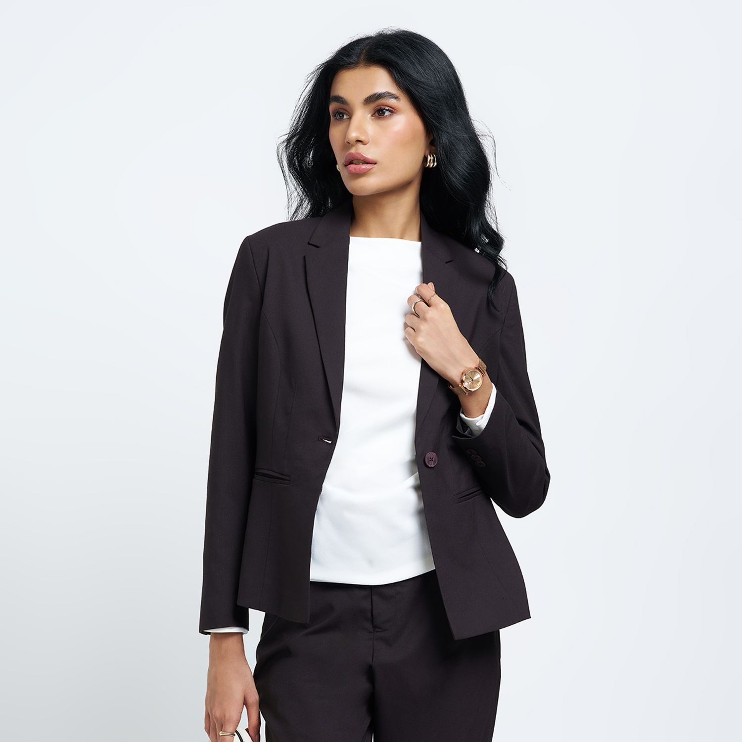 annabelle by pantaloons Women Solid Single Breasted Formal Blazer-picture-47
