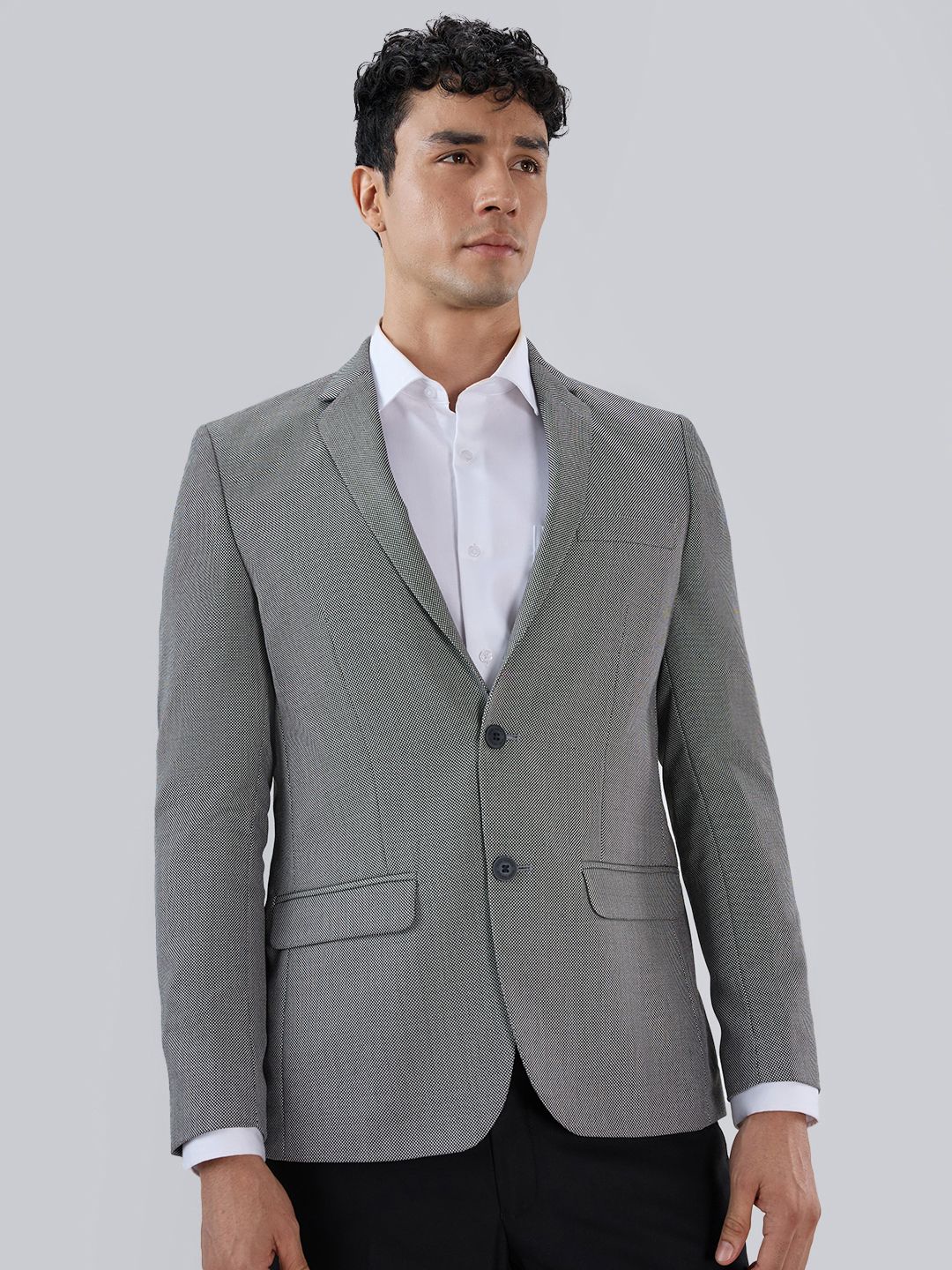 park avenue Men Self Design Double Breasted Formal Blazer-picture-30