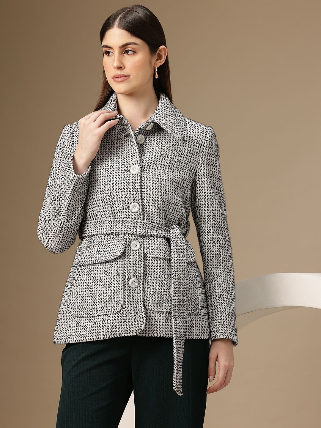 chemistry Women Self Design Single Breasted Casual Blazer-picture-11