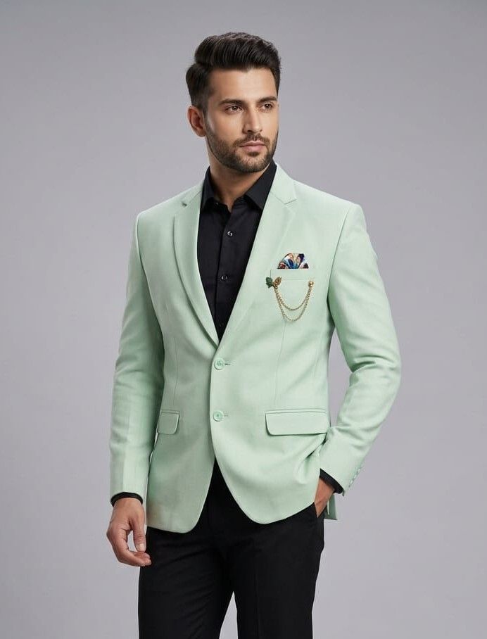 asthetic Men Solid Single Breasted Party, Festive, Formal, Wedding, Casual Blazer-picture-36