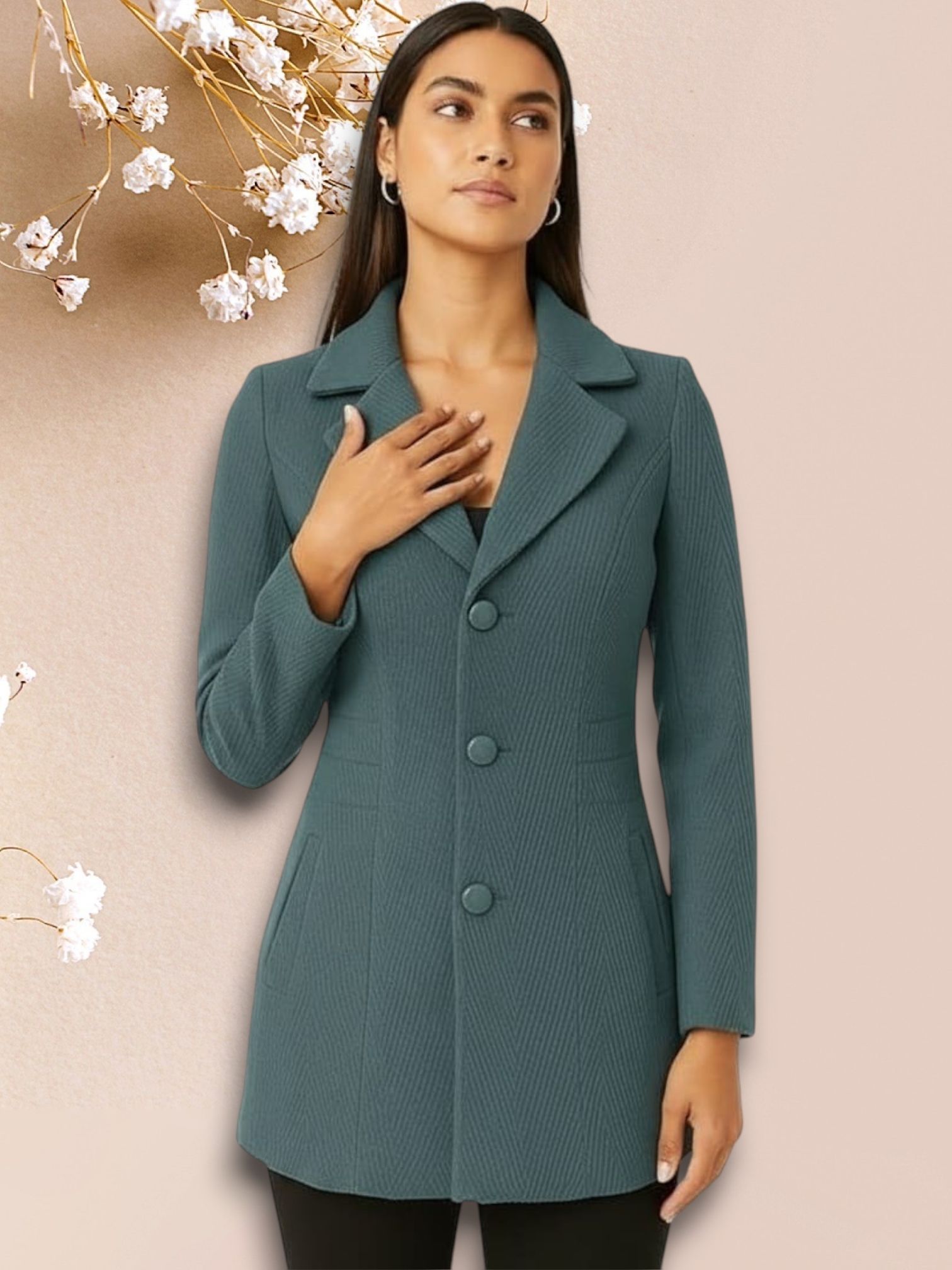 pepzoo Women Solid Double Breasted Casual Blazer-picture-24
