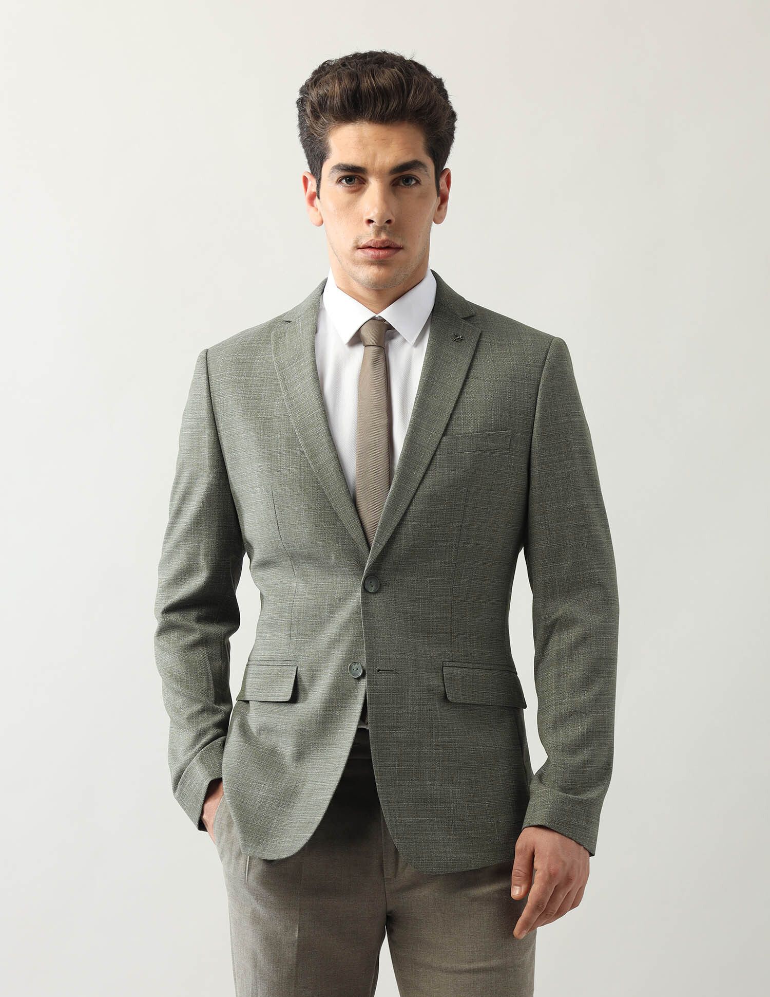 arrow Men Self Design Single Breasted Formal Blazer-picture-42