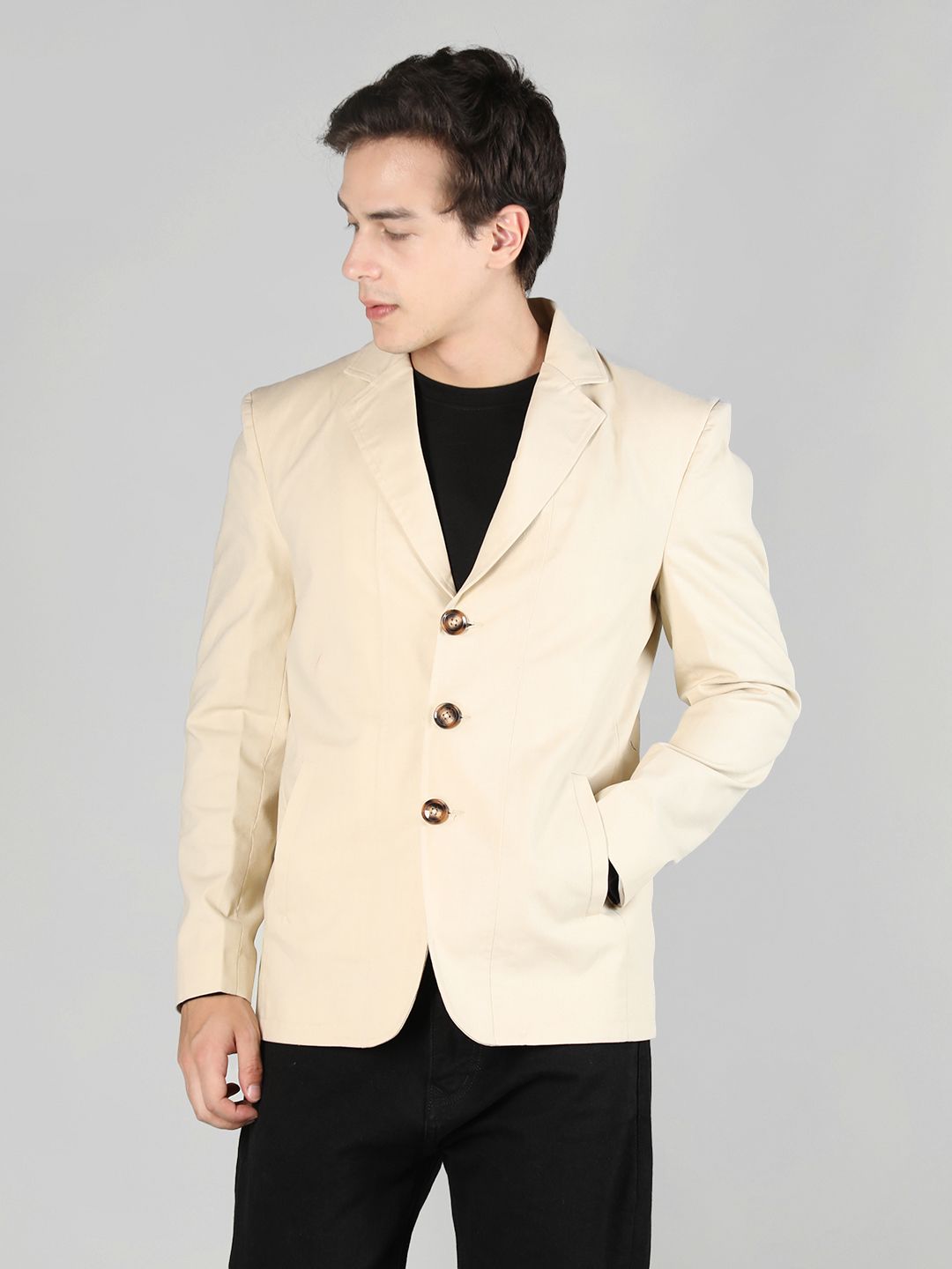 chkokko Tweed Solid Coat For Men-picture-24