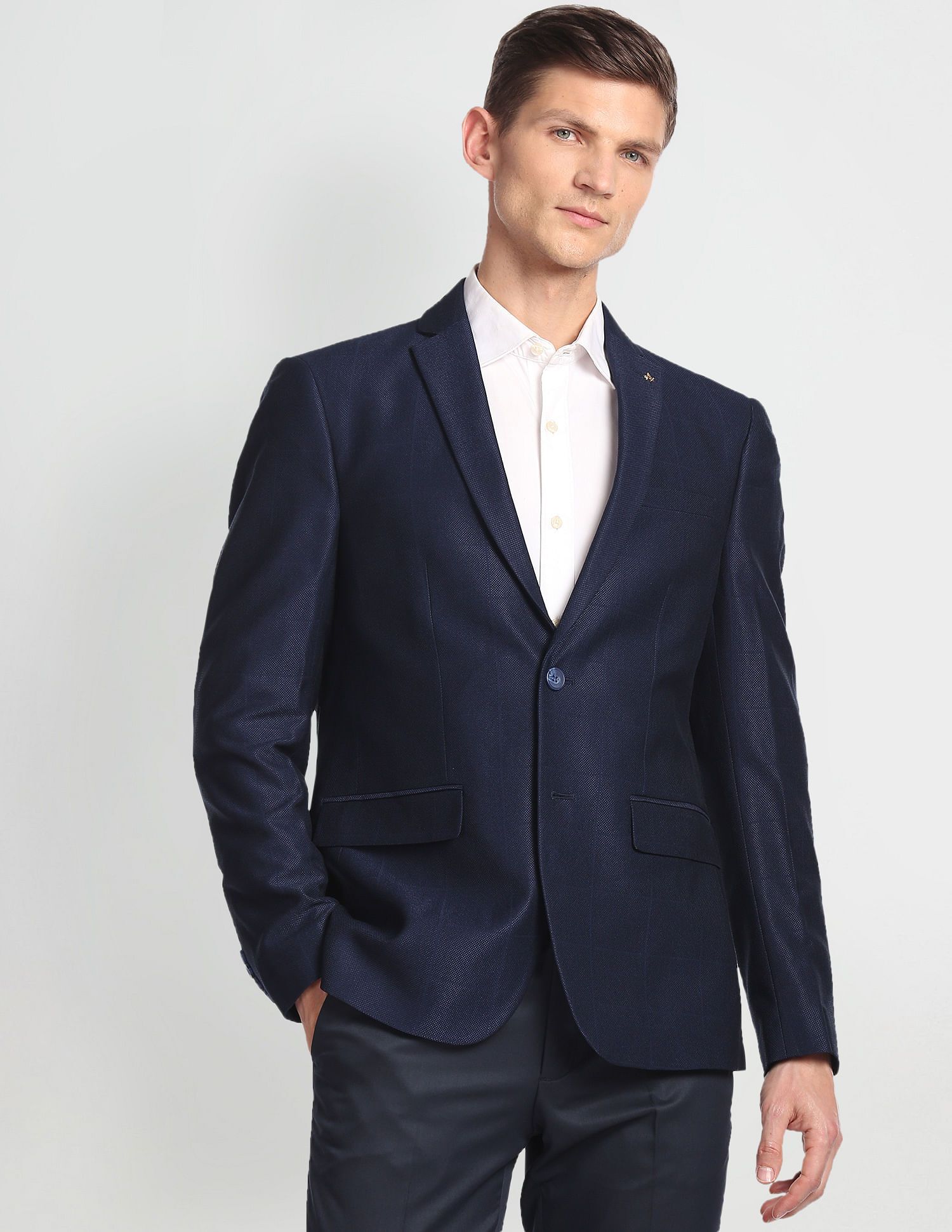 arrow Men Solid Single Breasted Formal Blazer-picture-10