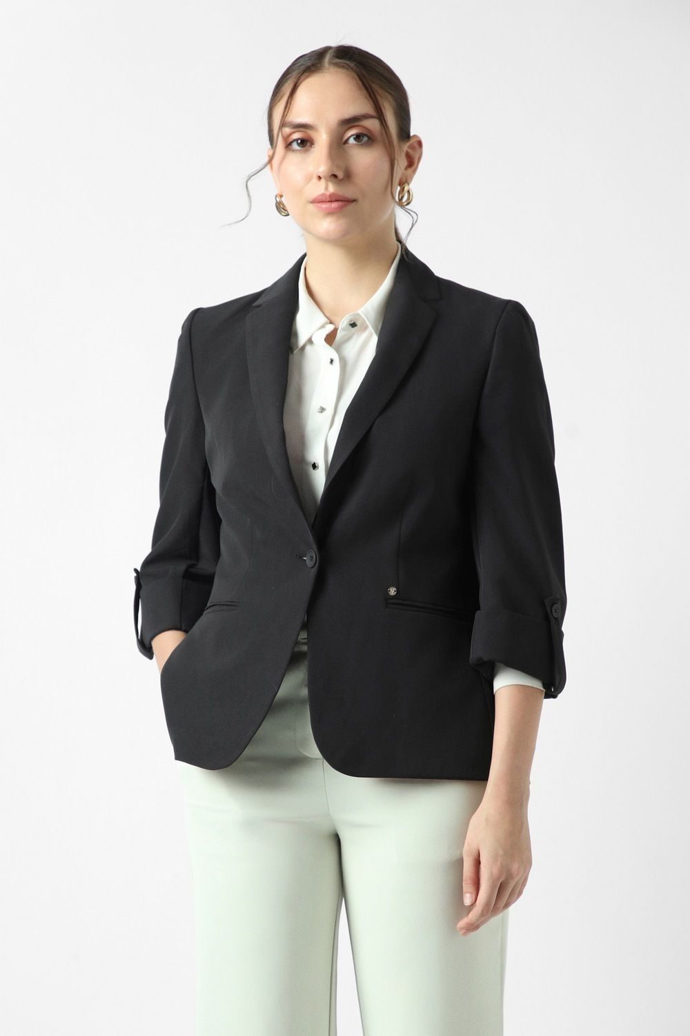 van heusen Women Solid Single Breasted Formal Blazer-picture-41