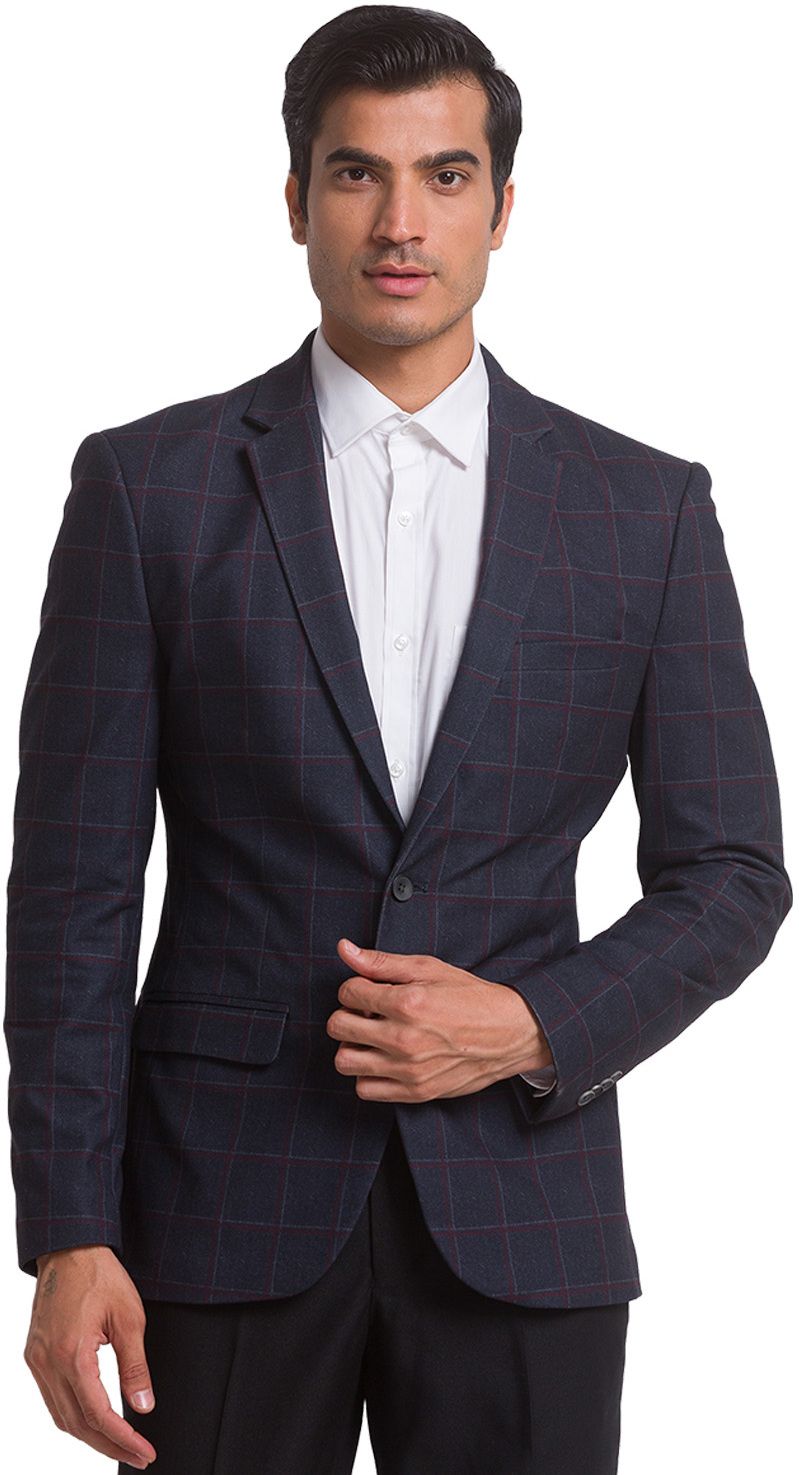 park avenue Men Checkered Single Breasted Formal Blazer-picture-34