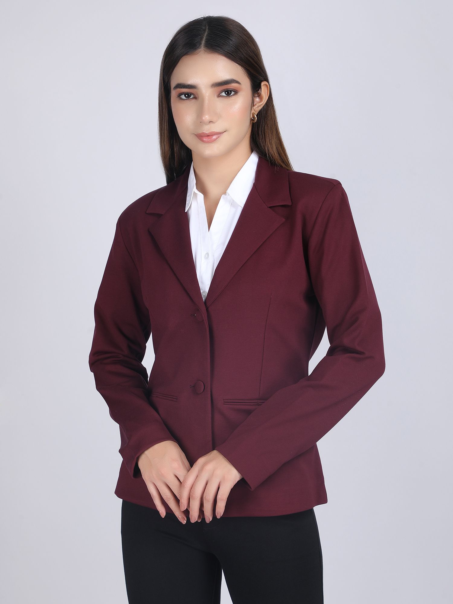 blue ronin Women Solid Single Breasted Formal Blazer-picture-17