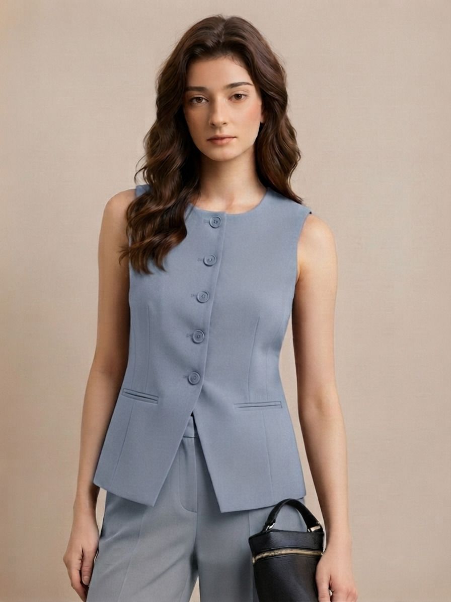 kotty Women Solid Mandarin Casual Blazer-picture-12