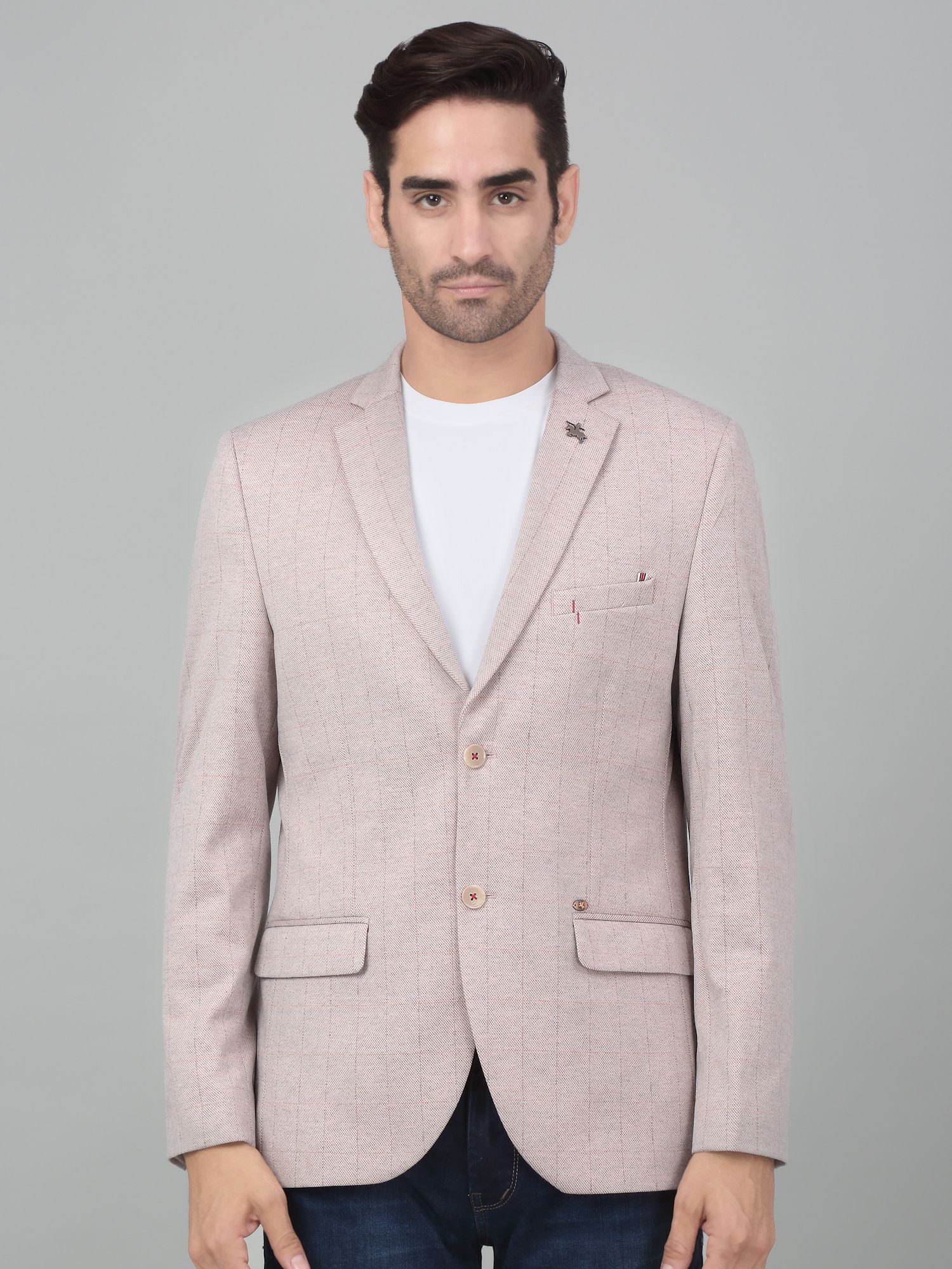 cantabil Men Checkered Single Breasted Casual Blazer-picture-20