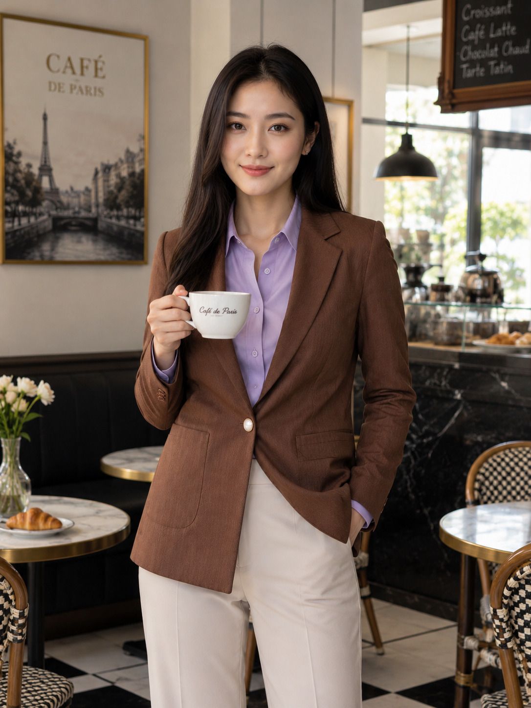 tinz Women Striped Mandarin Casual Blazer-picture-8