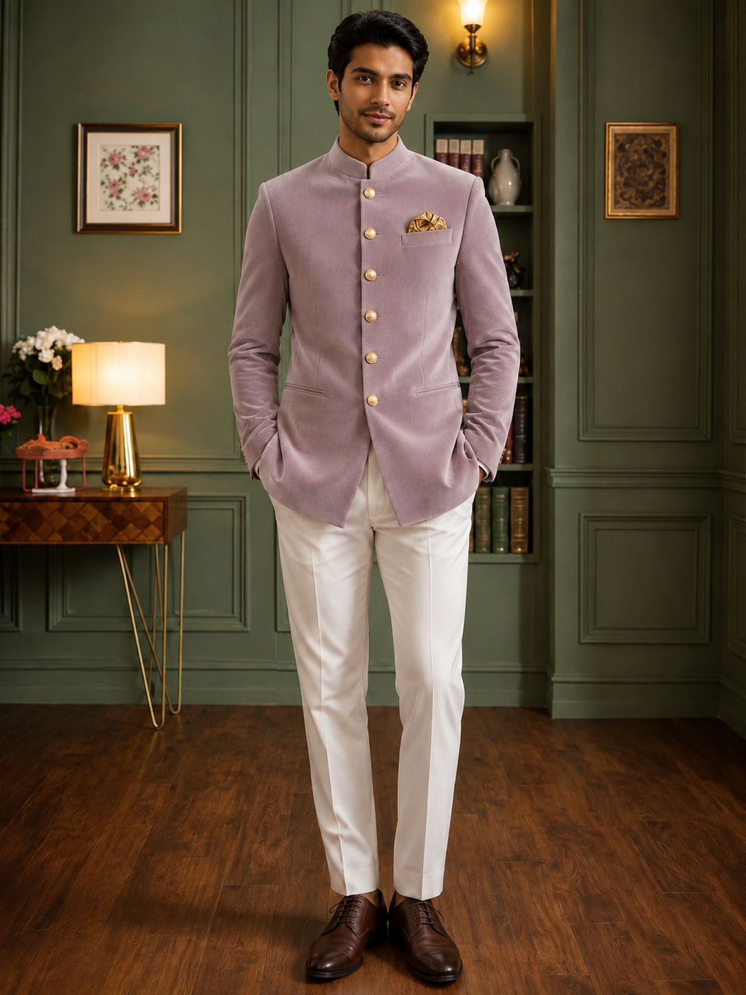 desivibes Men Solid Bandhgala Festive & Wedding Blazer-picture-12