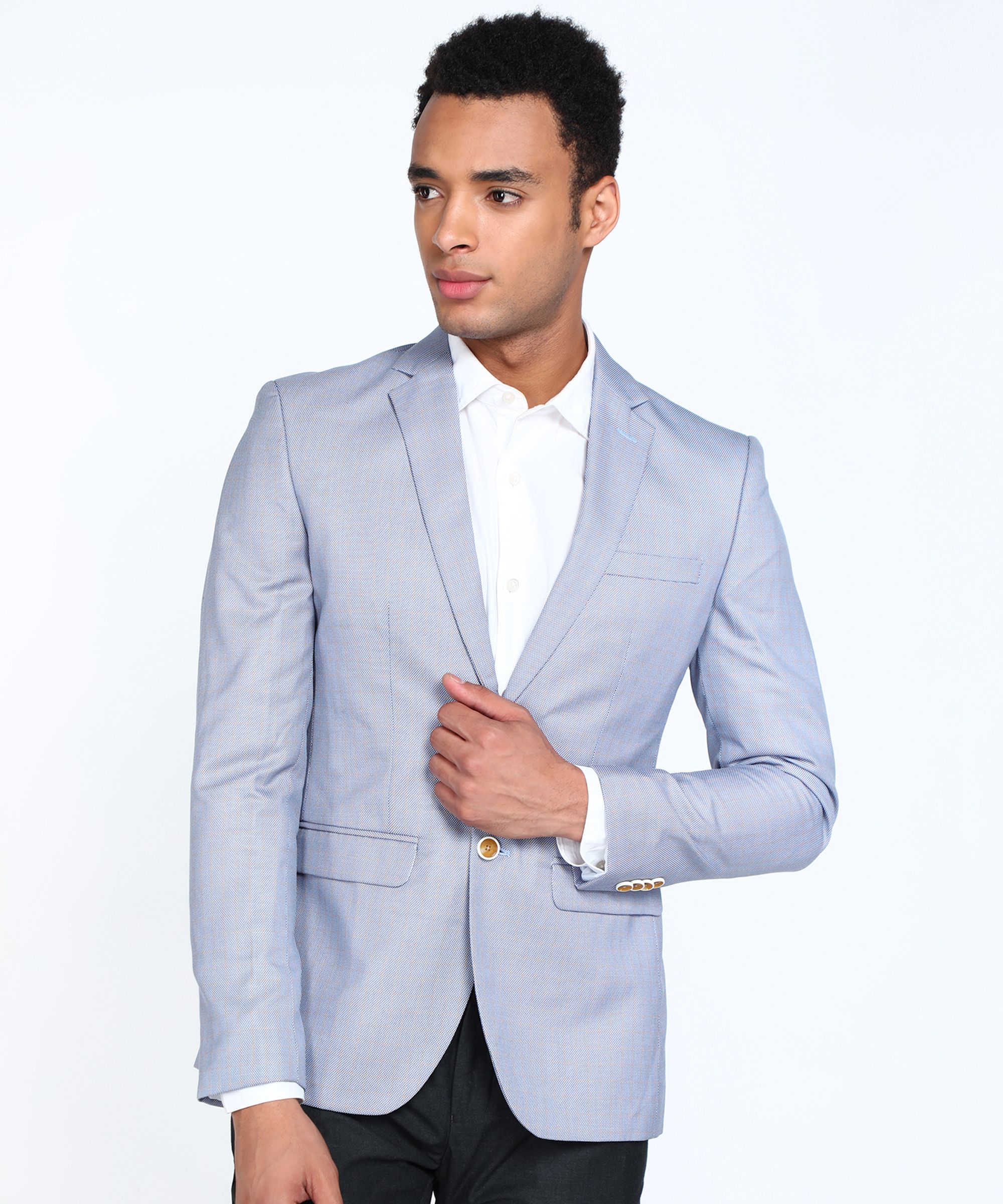 park avenue Men Checkered Single Breasted Formal Blazer-picture-38