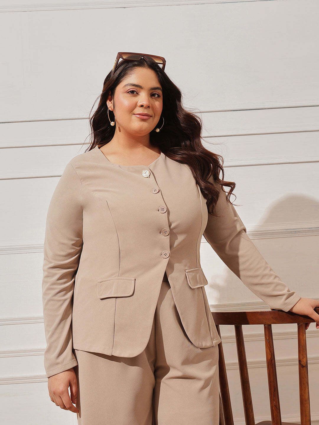 curvy street Women Solid Single Breasted Casual Blazer-picture-17