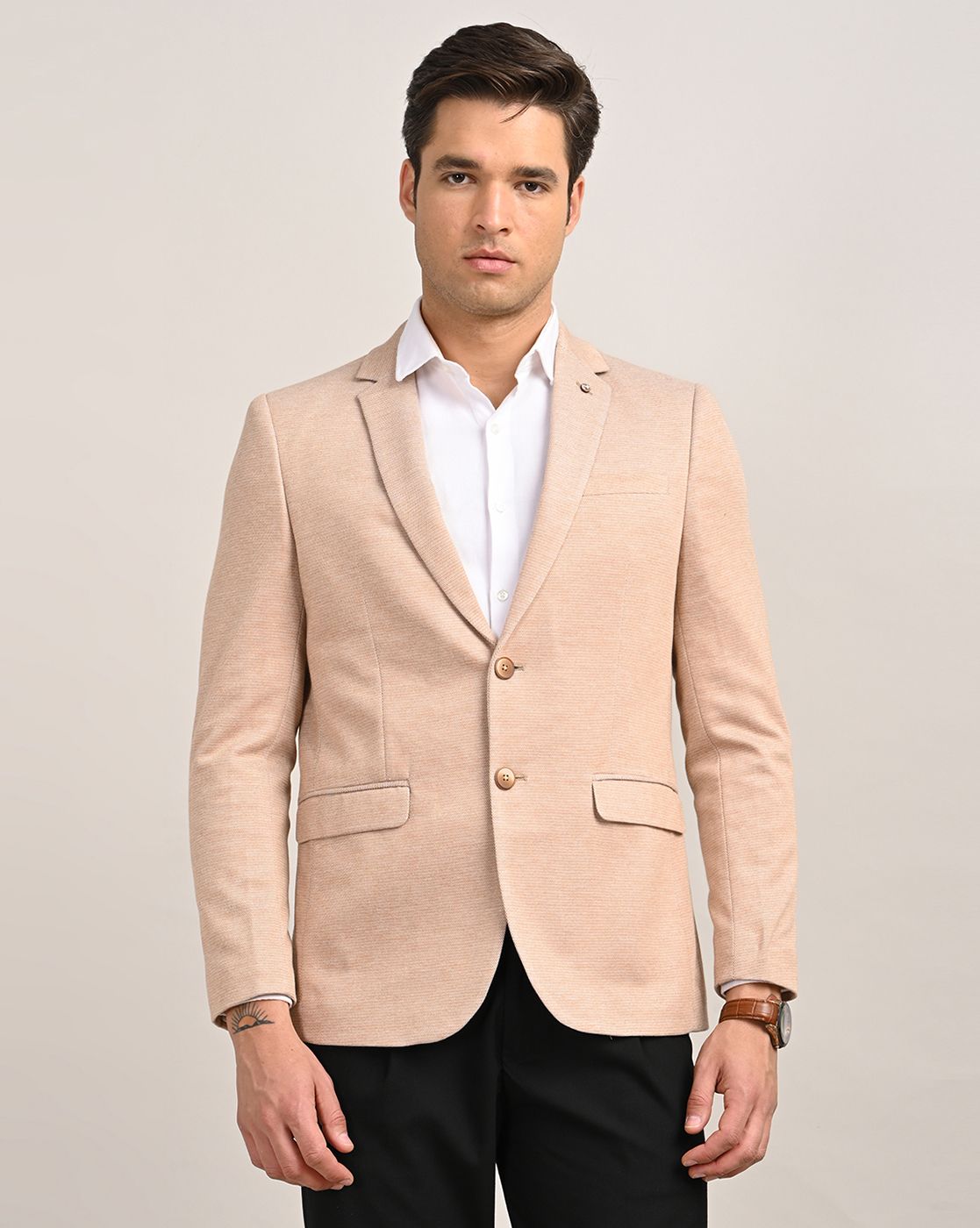 Men Solid Single Breasted Casual Blazer