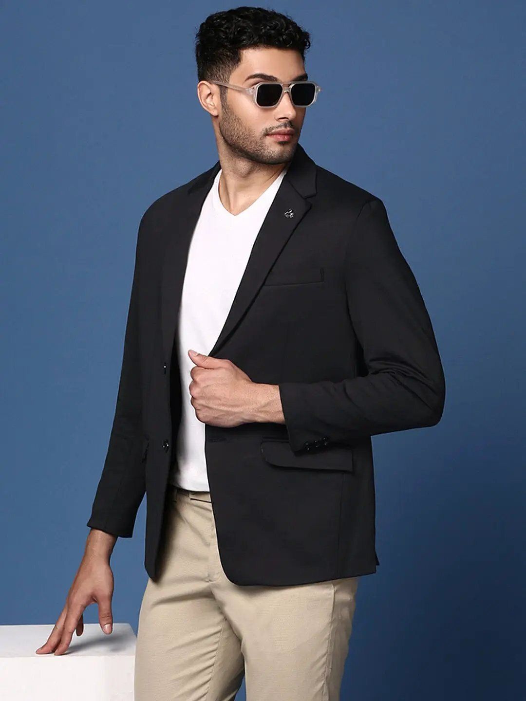 showoffff Men Solid Single Breasted Formal Blazer-picture-21