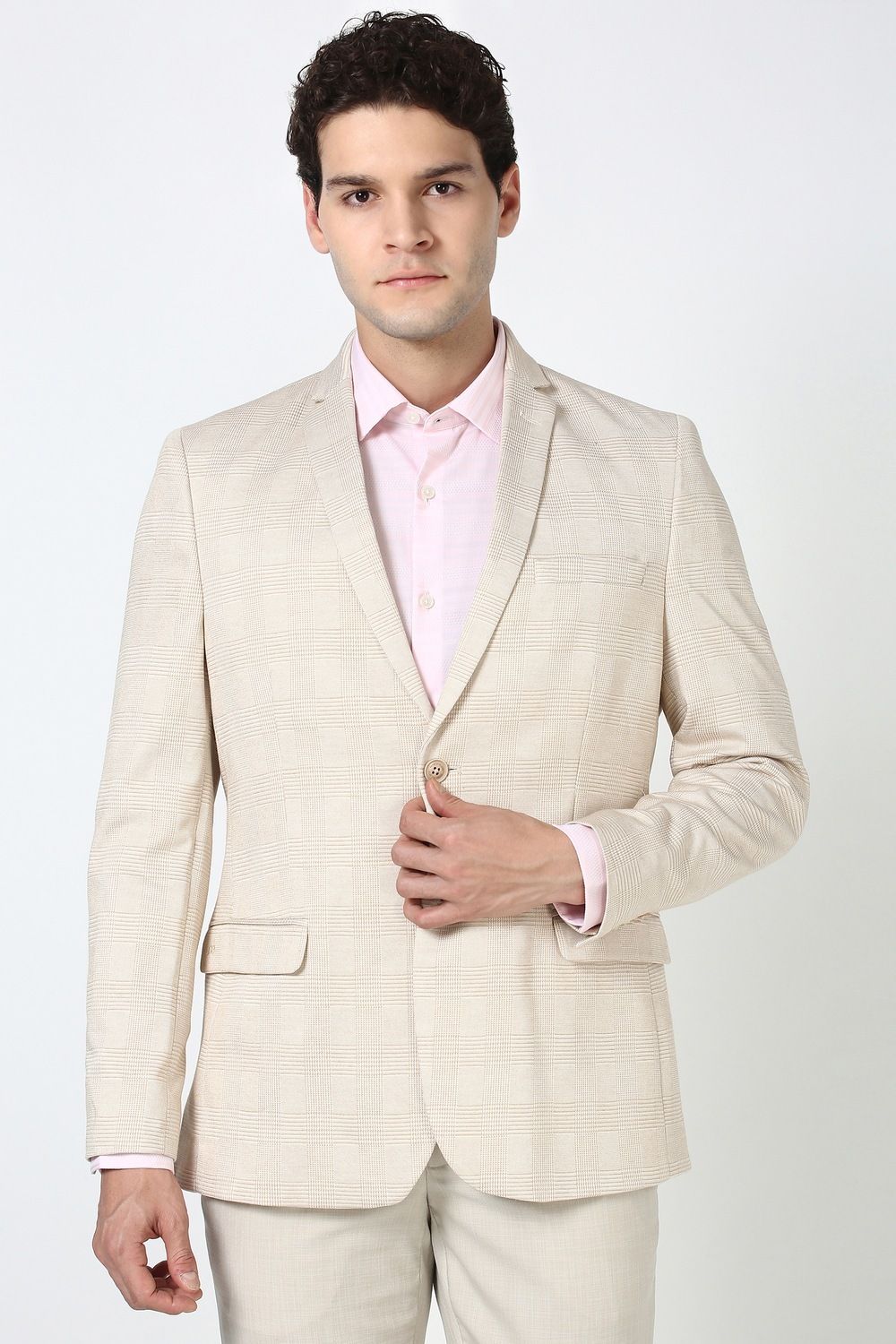 peter england Men Checkered Single Breasted Formal Blazer-picture-12