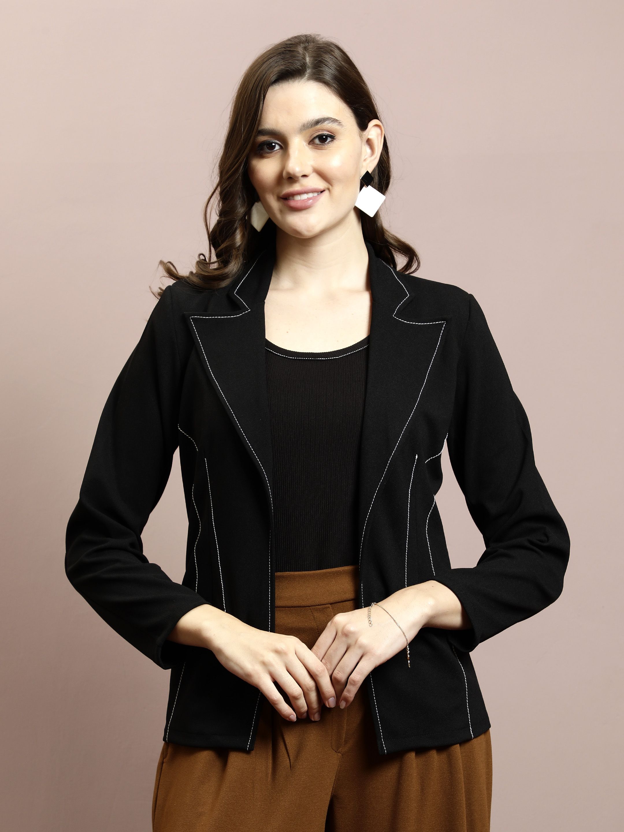 athena Women Solid Tuxedo Style Casual Blazer-picture-33