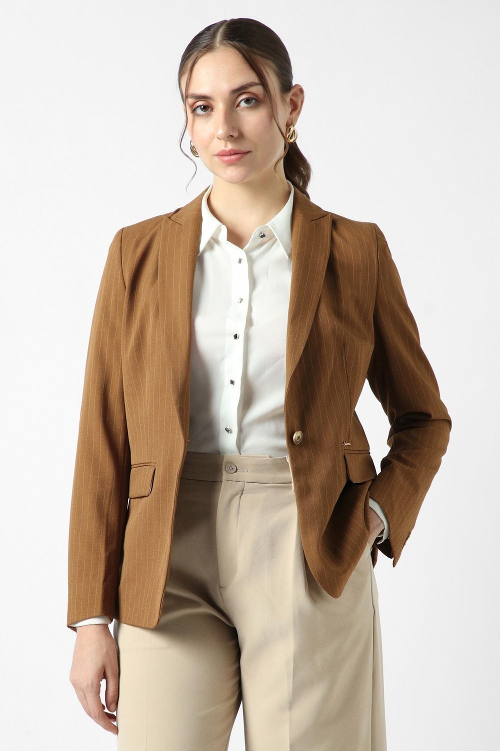 van heusen Women Striped Single Breasted Formal Blazer-picture-43