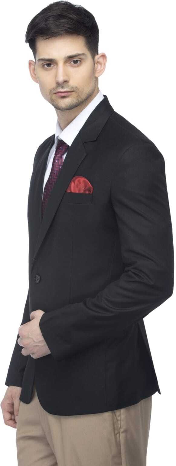 Men Solid Double Breasted Formal Blazer