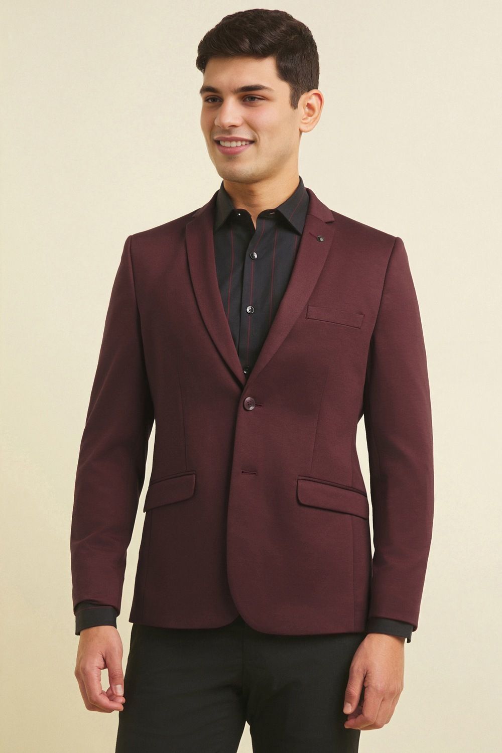 allen solly Men Solid Single Breasted Formal Blazer-picture-26