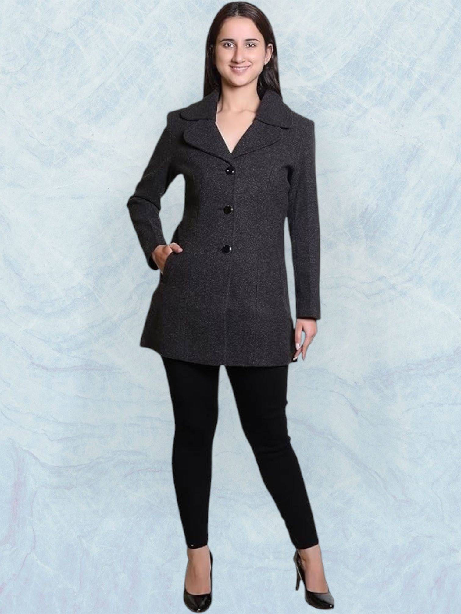troo blue Women Solid Double Breasted Casual Blazer-picture-12