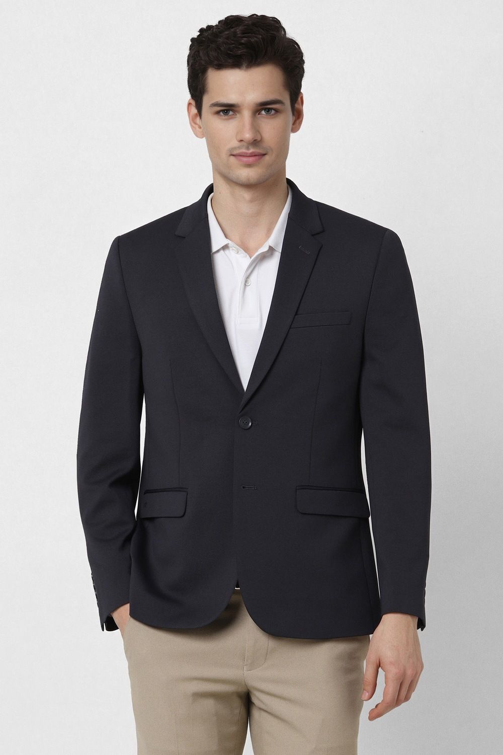 peter england Men Solid Single Breasted Formal Blazer-picture-17