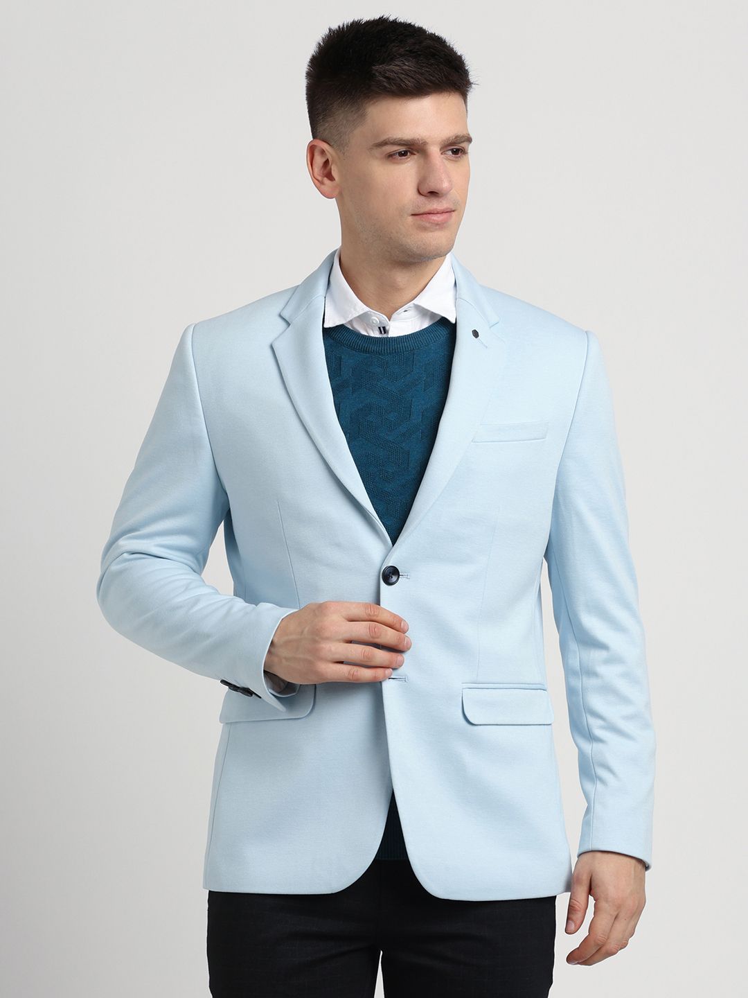 turtle Men Solid Single Breasted Casual Blazer-picture-10