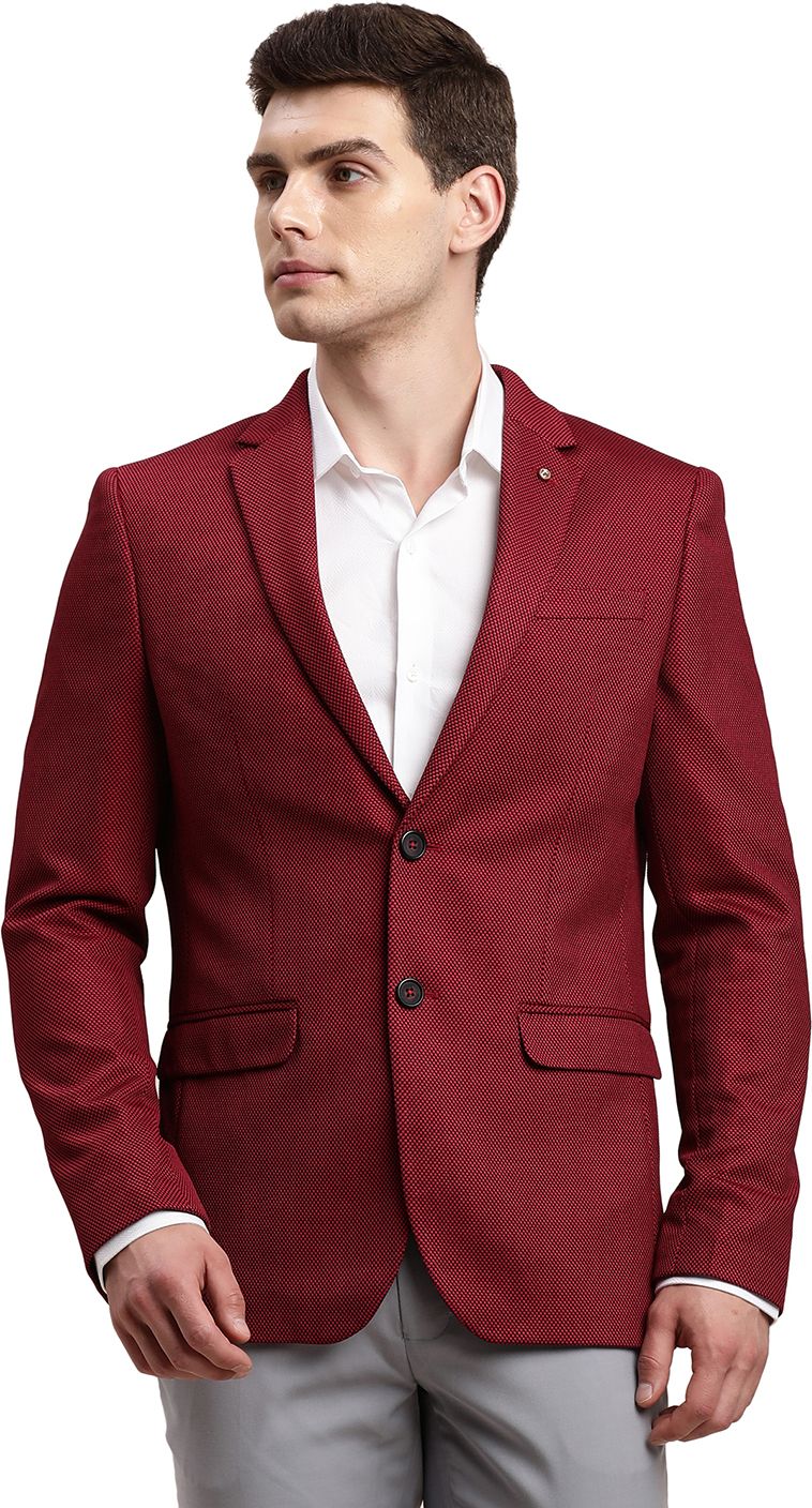 Men Self Design Single Breasted Casual Blazer-image-37