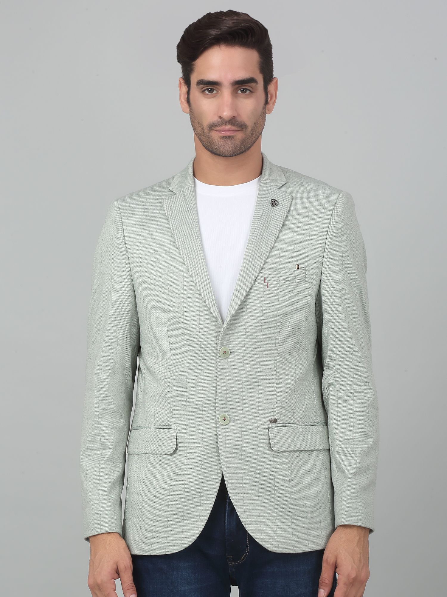 Men Checkered Single Breasted Casual Blazer-image-4
