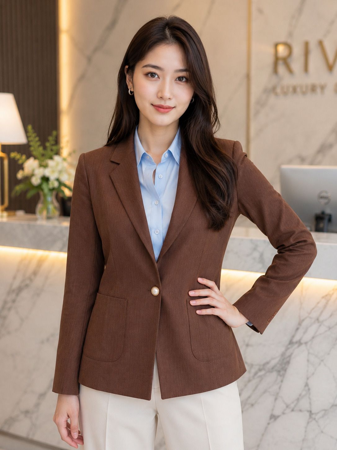 tinz Women Striped Mandarin Casual Blazer-picture-10
