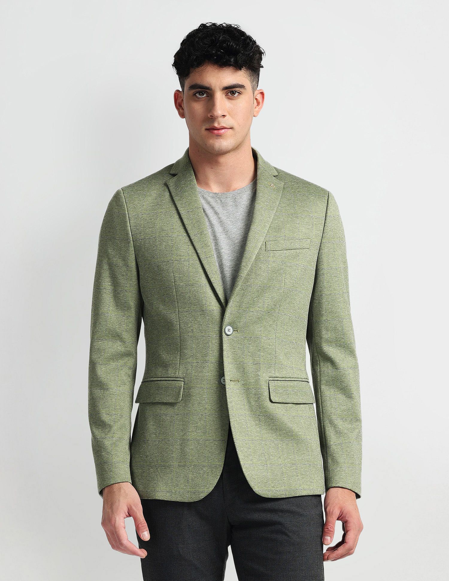 arrow Men Self Design Single Breasted Formal Blazer-picture-19