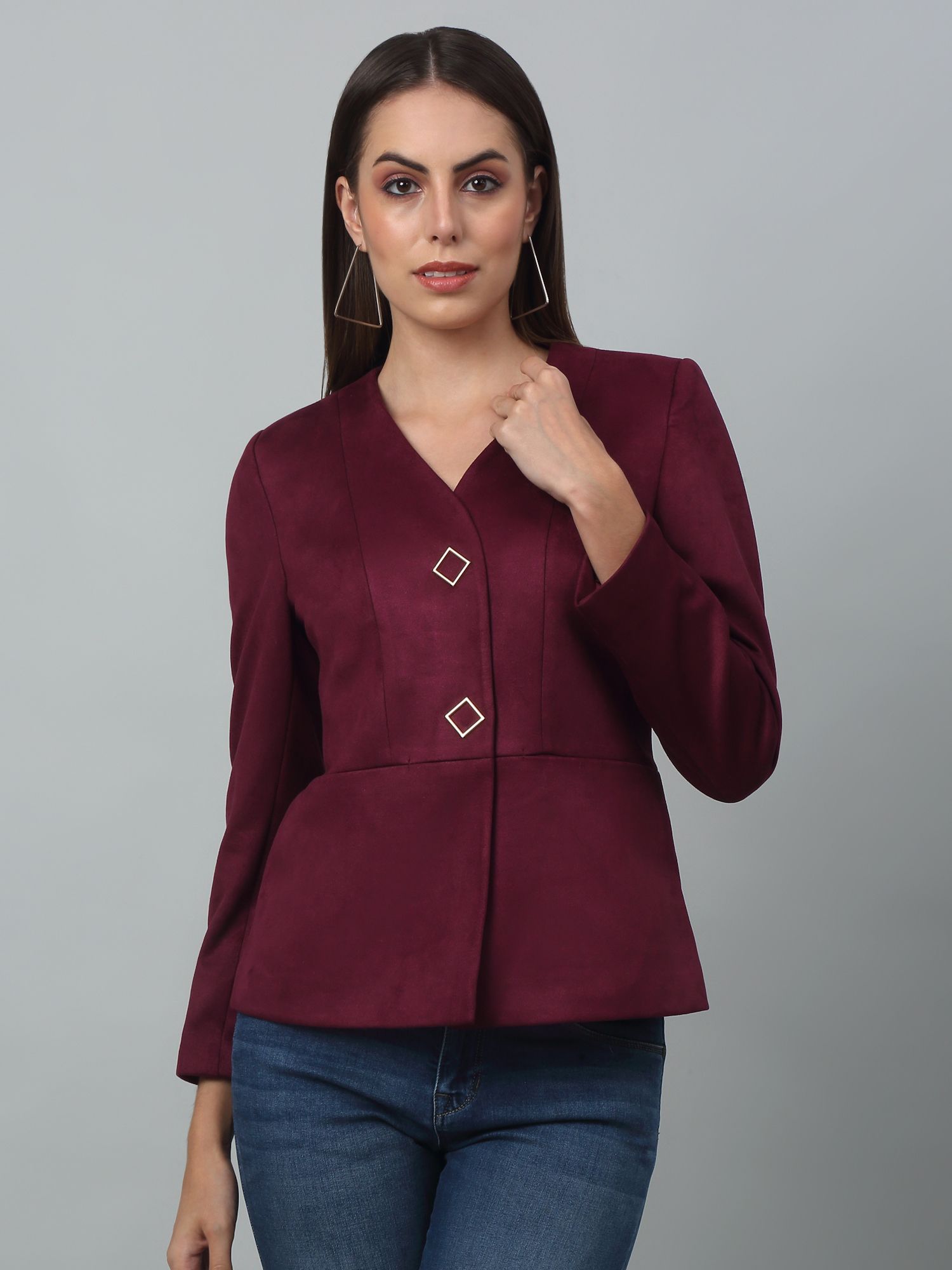 cantabil Women Solid Single Breasted Casual Blazer-picture-11