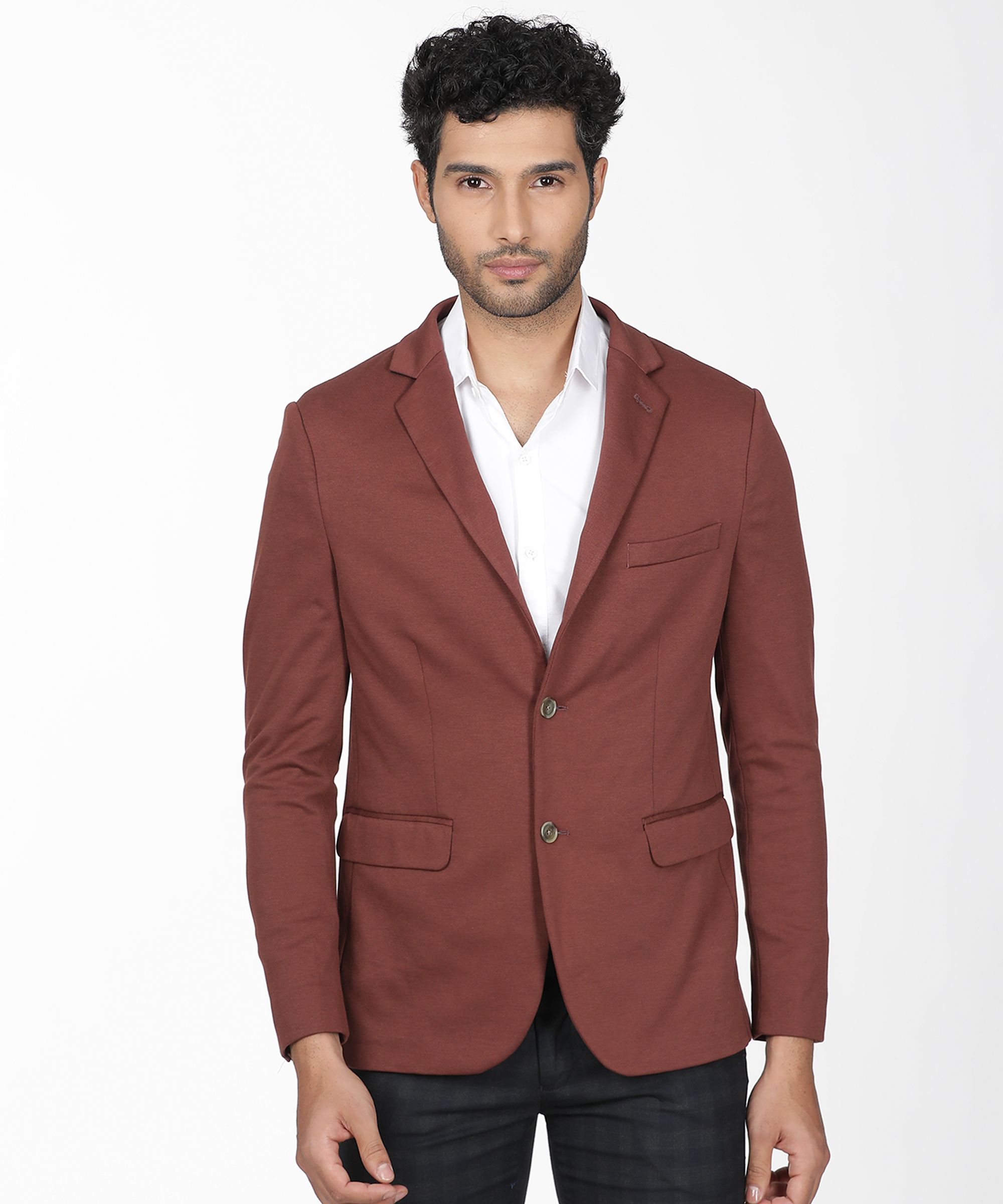 Men Solid Single Breasted Casual Blazer-image-9